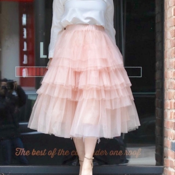 Chicwish Dresses & Skirts - Chicwish Light Pink Tutu Mesh Skirt Tulle Netting Tiered Balletcore Feminine M/L